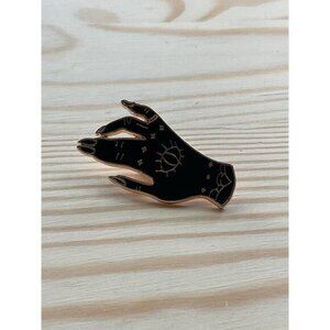 Celestial Third Eye Black & Gold Enamel Hand Pin